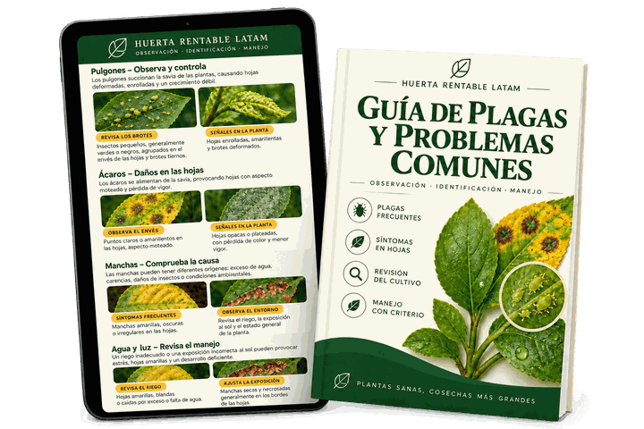 Guía de plagas y problemas comunes en libro y tablet