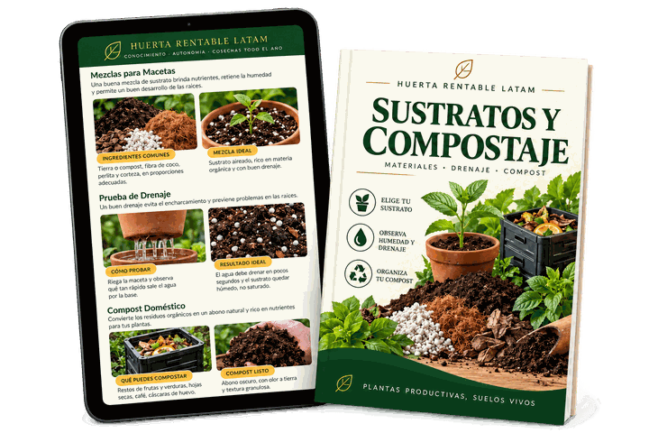 Guía de sustratos y compostaje en libro y tablet